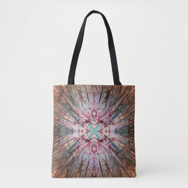 Digital Abstract Pattern in Rust, Red and Green Tote Bag (Front)