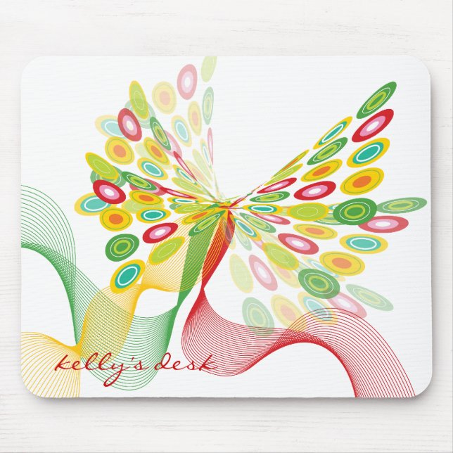 Digital Abstract Retro Dots Modern Art Butterfly Mouse Pad (Front)