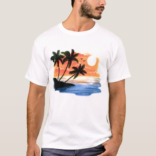 Digital Airbrushed Beach Scene T-Shirt (Front)