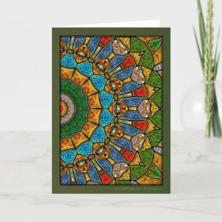 Digital Aquamarine Mandala Holiday Card