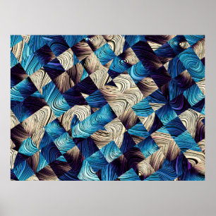 Digital art abstract pattern. Abstract blue image  Poster