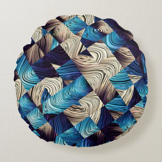 Digital art abstract pattern. Abstract blue image  Round Cushion (Front)