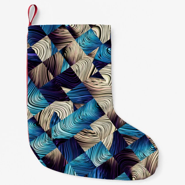 Digital art abstract pattern. Abstract blue image  Small Christmas Stocking (Front)