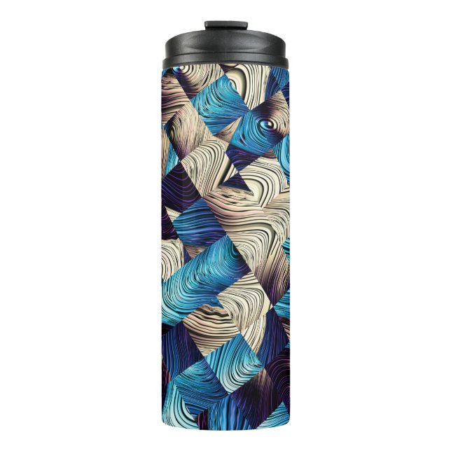 Digital art abstract pattern. Abstract blue image  Thermal Tumbler (Front)