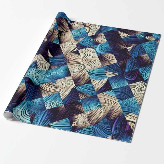Digital art abstract pattern. Abstract blue image  Wrapping Paper (Unrolled)