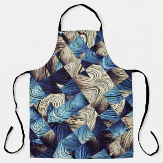 Digital Art Blue Abstract Squares Apron