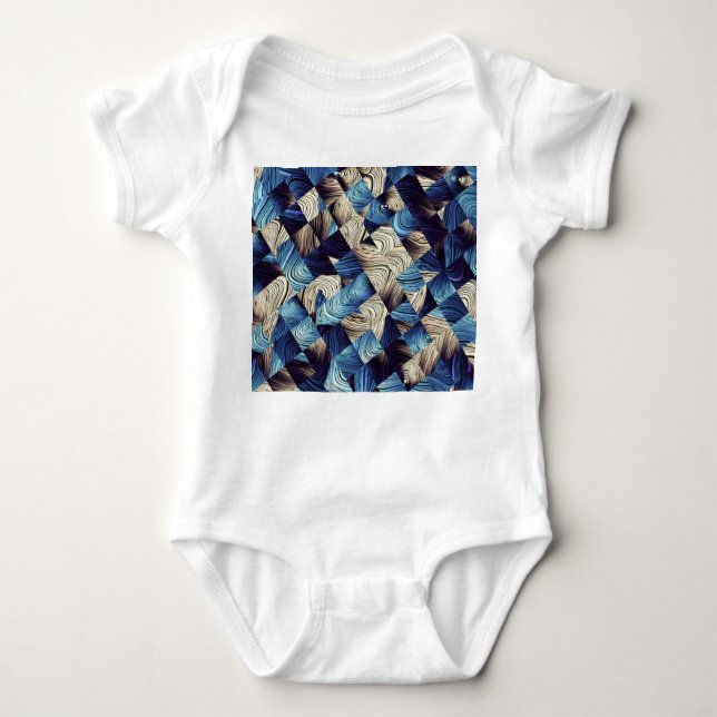 Digital Art Blue Abstract Squares Baby Bodysuit (Front)