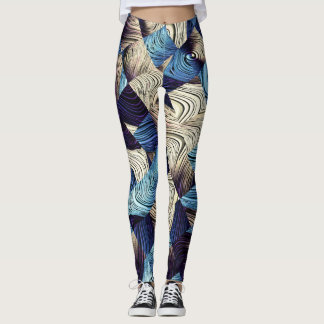 Digital Art Blue Abstract Squares Leggings