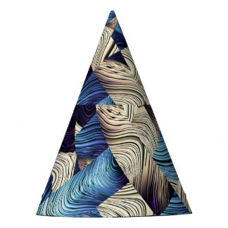 Digital Art Blue Abstract Squares Party Hat