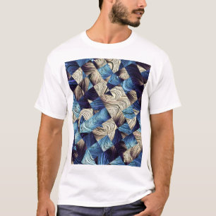 Digital Art Blue Abstract Squares T-Shirt