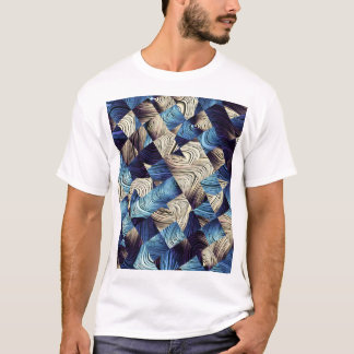 Digital Art Blue Abstract Squares T-Shirt
