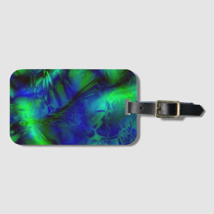 Digital Art Blue and Green Abstract Pattern Luggage Tag