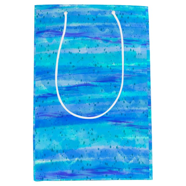 Digital Art Blue and Purple Waves Abstract  Medium Gift Bag (Front)