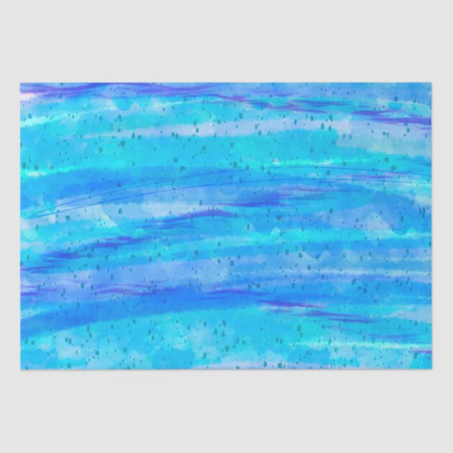 Digital Art Blue and Purple Waves Abstract   Tissue Paper (Front)