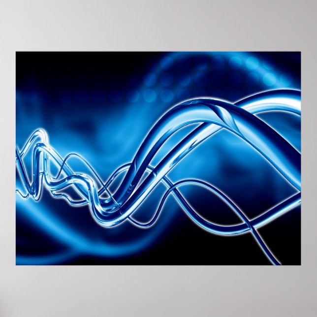 Digital Art - Blue Sine Waves Poster (Front)