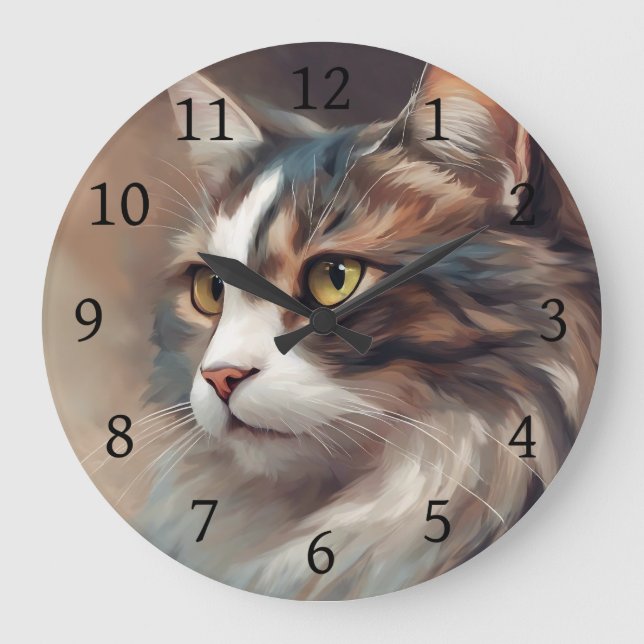 Digital art Cat 718 Large Clock (Front)
