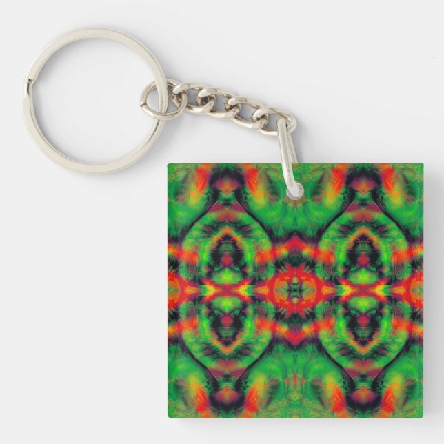 Digital Art Cool Modern Abstract Pattern Key Ring (Front)