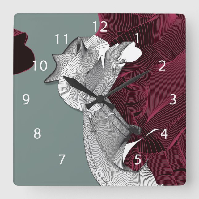 Digital Art Figure Square Wall Clock (Front)