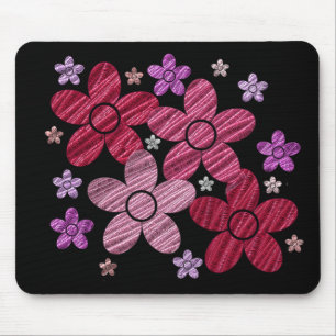 Digital Art Floral Explosion on Black Mousepad