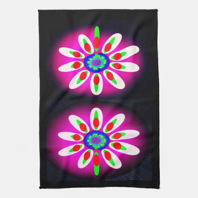 Digital art flowers tea towel (Vertical)