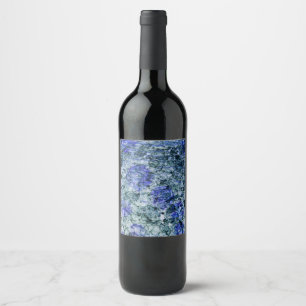Digital art of blue watercolor abstract background wine label