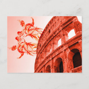 Digital art of Colosseum and statues / sculptures Postcard