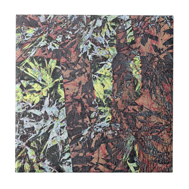 Digital art of floral flower pattern with tree ceramic tile (Front)