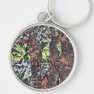 Digital art of floral flower pattern with tree key ring