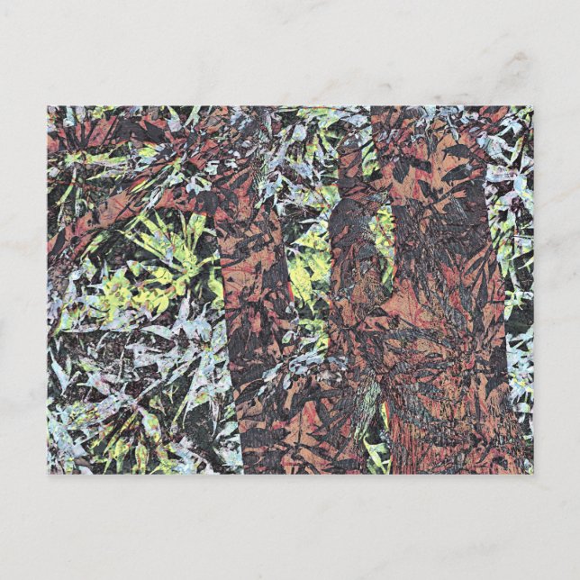 Digital art of floral flower pattern with tree postcard (Front)