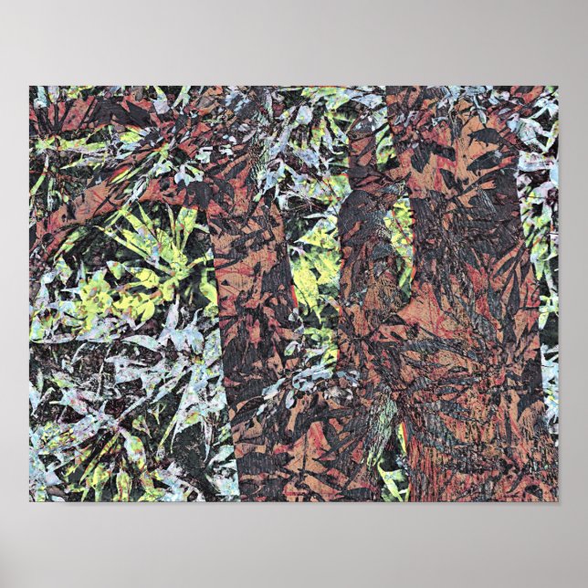 Digital art of floral flower pattern with tree poster (Front)
