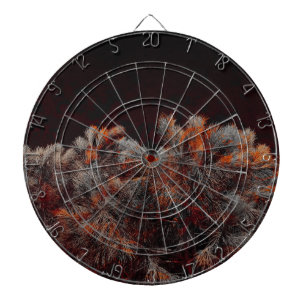Digital art of pine tree with orange colour spots dartboard