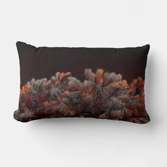 Digital art of pine tree with orange colour spots lumbar cushion (Front)