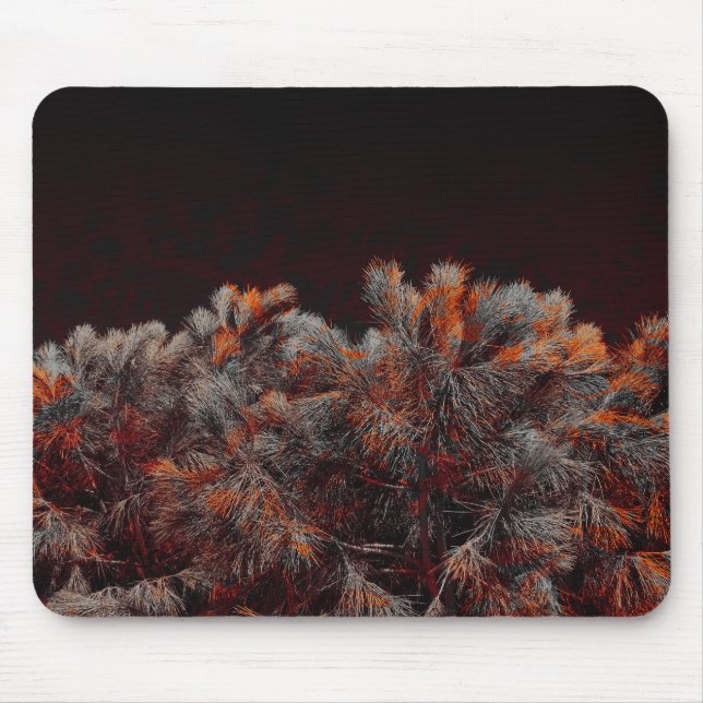 Digital art of pine tree with orange colour spots mouse pad (Front)