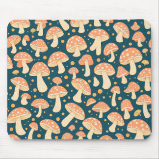 Digital Art of Polkadot Mushroom Pattern Design Mouse Pad