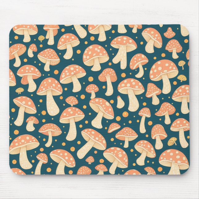 Digital Art of Polkadot Mushroom Pattern Design Mouse Pad (Front)