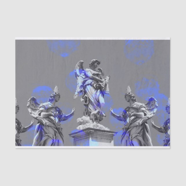 Digital art of sculptures blue colour brush stroke tissue paper (Front)