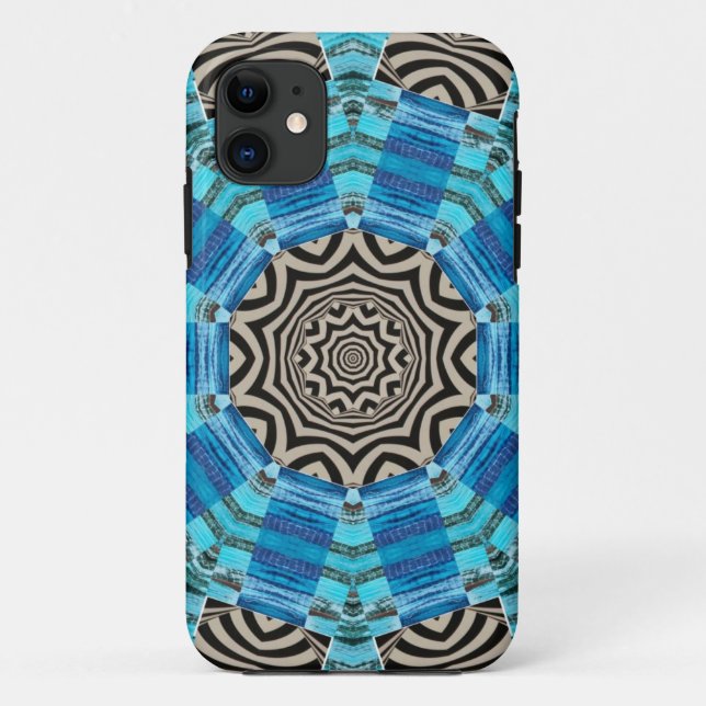 Digital Art Pattern 7 Blue, Black and White Case-Mate iPhone Case (Back)