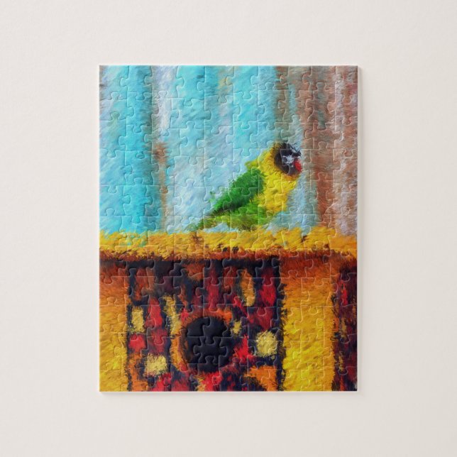 Digital art puzzle - parrot at a zoo (Vertical)