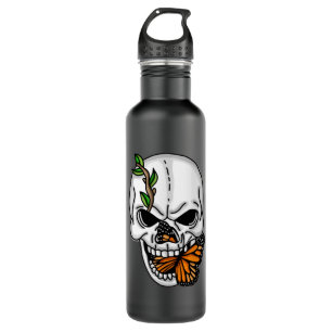 Digital Art Skull and Monarch Butterfly  710 Ml Water Bottle