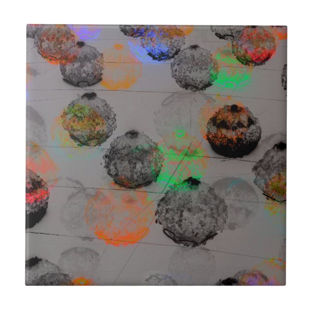 Digital art with round brush strokes. ceramic tile (Front)