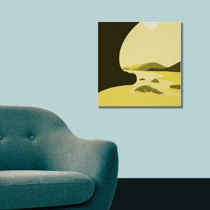 Digital Art Yellow Beach Seascape Poster