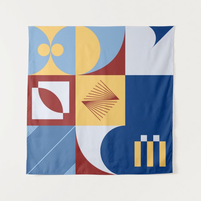Digital artwork graphic design of simple pattern m tapestry (Front)