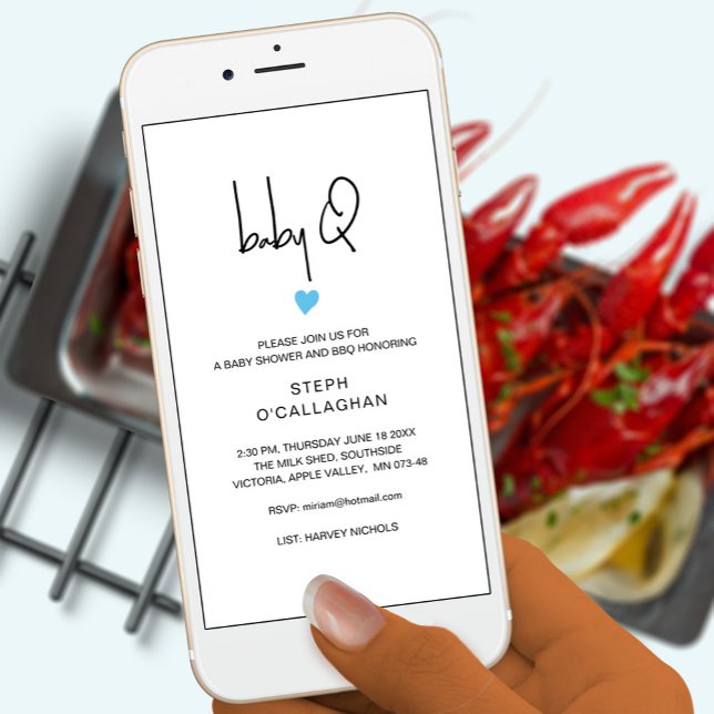 Digital Baby boy BBQ Shower Cellphone eVite Announcement (Creator Uploaded)
