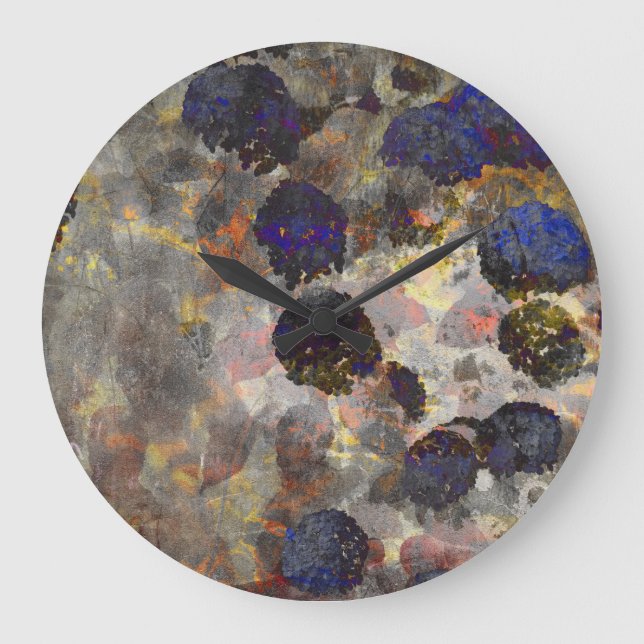 Digital background art of floral / flower pattern large clock (Front)