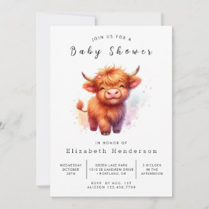 Digital Barn Calf Cow Baby Shower Invitation
