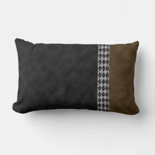 Digital Black Brown Suede and Harlequin Granite Lumbar Cushion