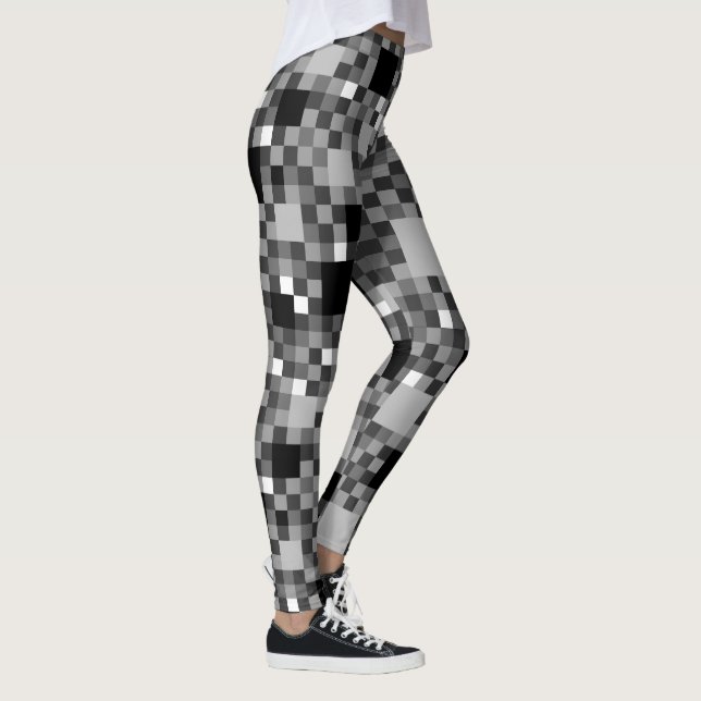 Digital Black Pixelated Little Squares Leggings (Right)