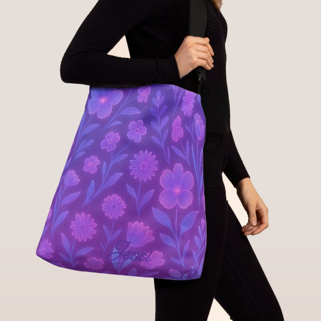 Digital Bloom Future Pattern | Futuristic Floral  Crossbody Bag (Close Up)