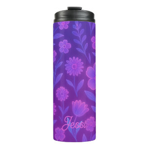 Digital Bloom Future Pattern Futuristic Floral Thermal Tumbler