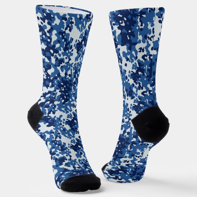 Digital Blue Camo Military Pattern Socks (Angled)